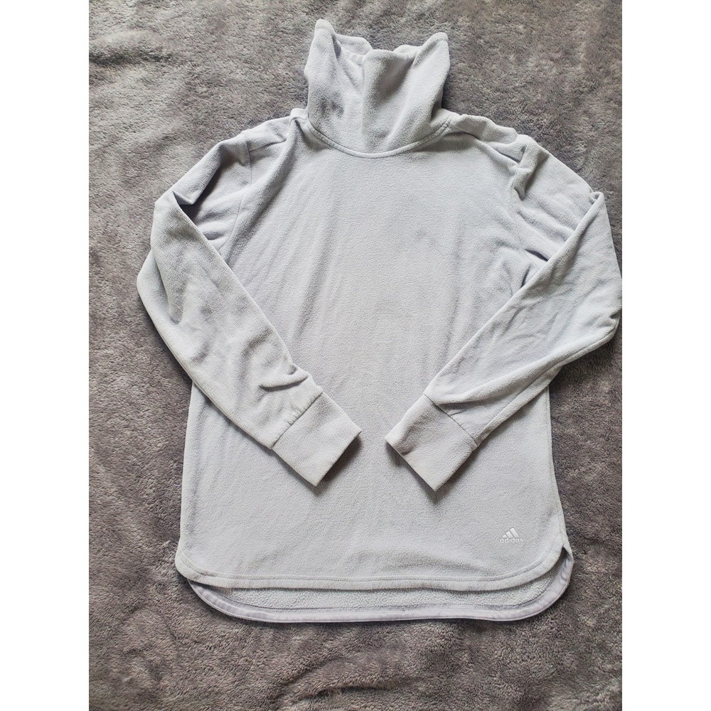 adidas Golf Women's Pullover Gray Solid Fleece Turtleneck Long Sleeve M